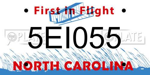 5EI055 North Carolina License Plate