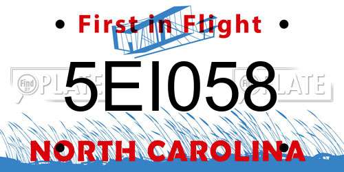 5EI058 North Carolina License Plate