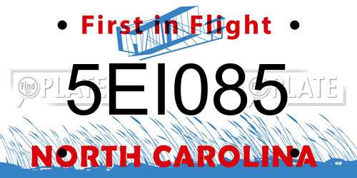 5EI085 North Carolina License Plate
