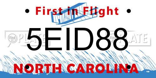 5EID88 North Carolina License Plate