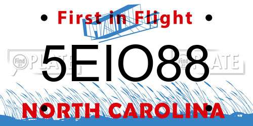 5EIO88 North Carolina License Plate