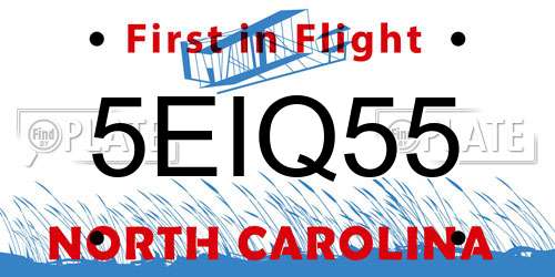 5EIQ55 North Carolina License Plate
