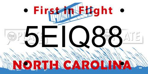 5EIQ88 North Carolina License Plate