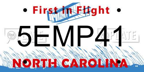 5EMP41 North Carolina License Plate