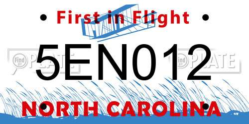 5EN012 North Carolina License Plate