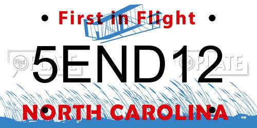 5END12 North Carolina License Plate