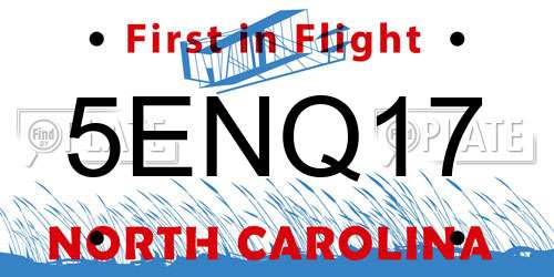 5ENQ17 North Carolina License Plate