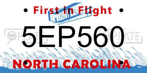 5EP560 North Carolina License Plate