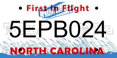 5EPB024 North Carolina License Plate