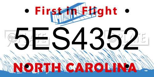 5ES4352 North Carolina License Plate