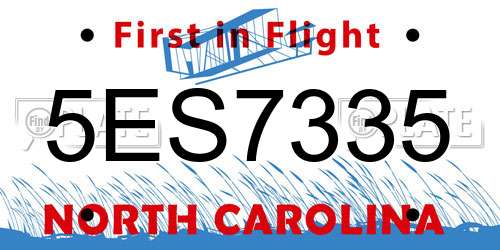 5ES7335 North Carolina License Plate
