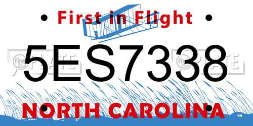 5ES7338 North Carolina License Plate