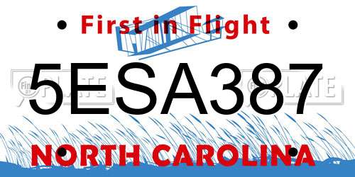 5ESA387 North Carolina License Plate