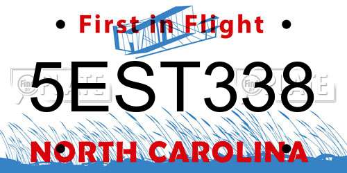 5EST338 North Carolina License Plate