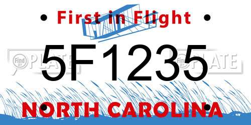 5F1235 North Carolina License Plate
