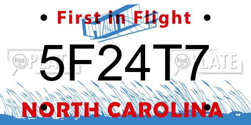 5F24T7 North Carolina License Plate