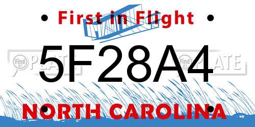 5F28A4 North Carolina License Plate