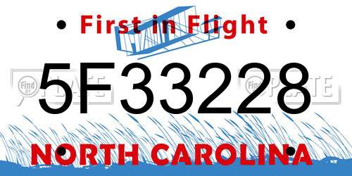 5F33228 North Carolina License Plate