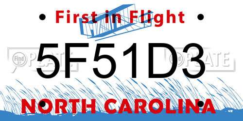 5F51D3 North Carolina License Plate