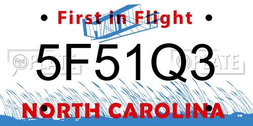 5F51Q3 North Carolina License Plate