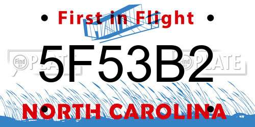 5F53B2 North Carolina License Plate