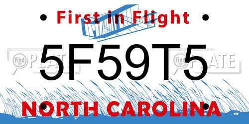 5F59T5 North Carolina License Plate