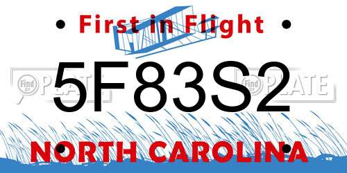 5F83S2 North Carolina License Plate