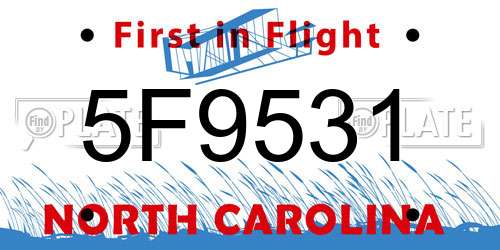 5F9531 North Carolina License Plate