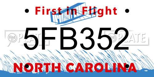 5FB352 North Carolina License Plate