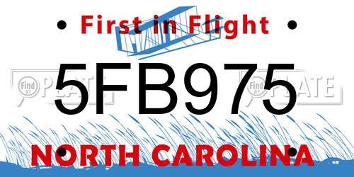 5FB975 North Carolina License Plate