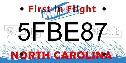 5FBE87 North Carolina License Plate