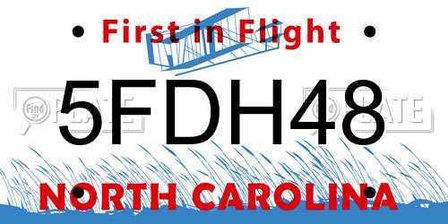 5FDH48 North Carolina License Plate