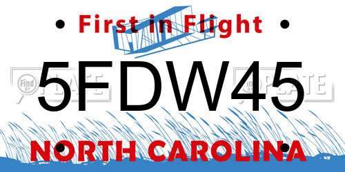 5FDW45 North Carolina License Plate