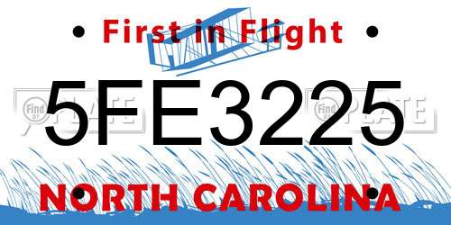 5FE3225 North Carolina License Plate
