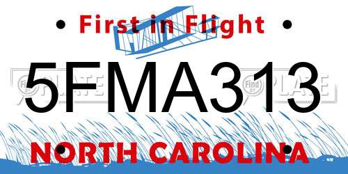 5FMA313 North Carolina License Plate