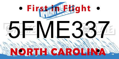 5FME337 North Carolina License Plate