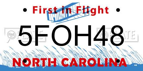 5FOH48 North Carolina License Plate