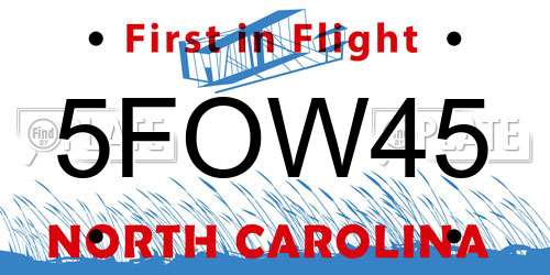 5FOW45 North Carolina License Plate