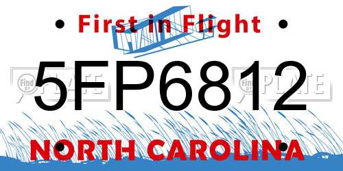 5FP6812 North Carolina License Plate