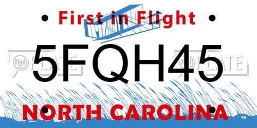 5FQH45 North Carolina License Plate