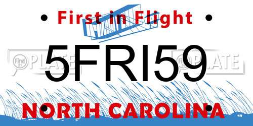 5FRI59 North Carolina License Plate