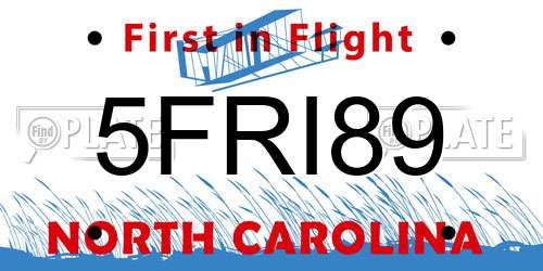 5FRI89 North Carolina License Plate
