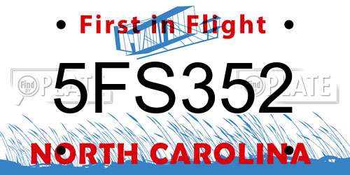 5FS352 North Carolina License Plate