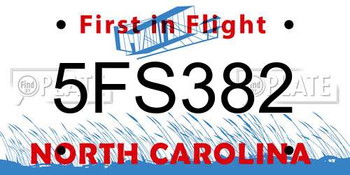 5FS382 North Carolina License Plate