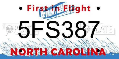 5FS387 North Carolina License Plate