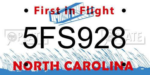5FS928 North Carolina License Plate