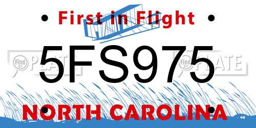 5FS975 North Carolina License Plate