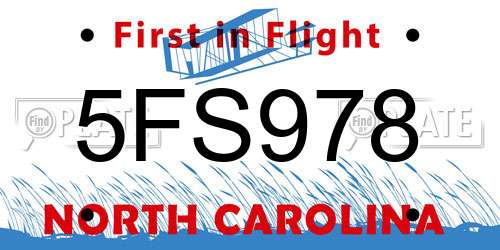 5FS978 North Carolina License Plate
