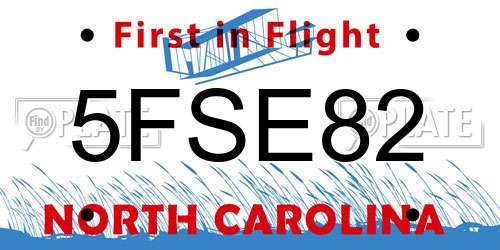 5FSE82 North Carolina License Plate