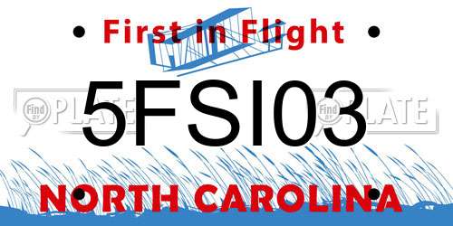 5FSI03 North Carolina License Plate